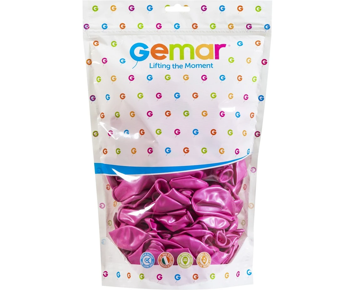 Balony Gemar 13", metalik różowe, 50szt.