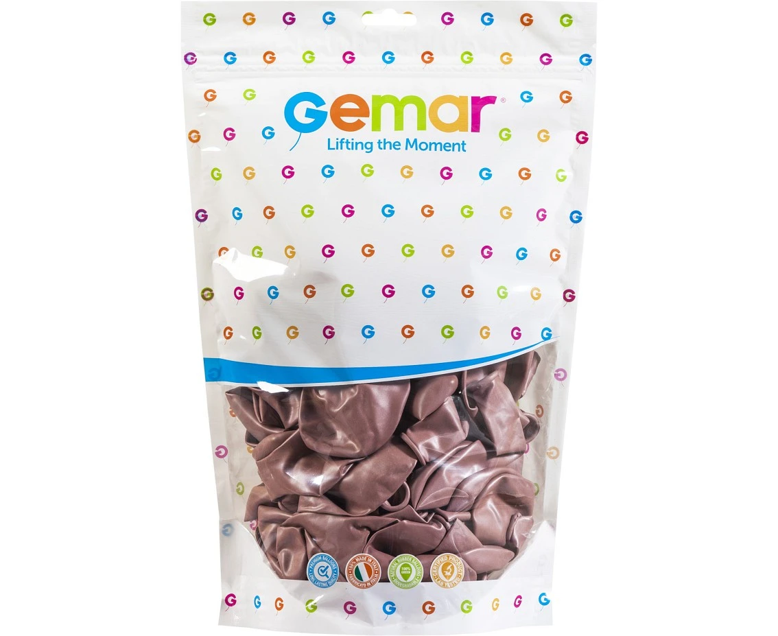Balony Gemar 13", metalik różowo-złote, 50szt.