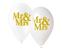 Balony Gemar 13", premium hel "mr&mrs", metalik, 5szt. KK
