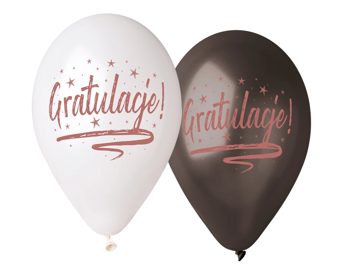 Balony Gemar 13", premium hel gratulacje!, metalik, 5szt. KK