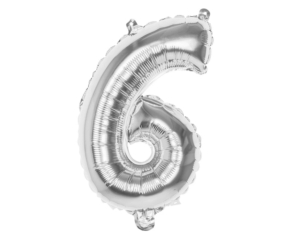 Balon foliowy srebrny 36 cm, 6 KK
