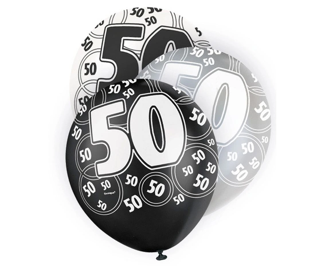 Balon UQ 12" Glitz z nadr. 50, czarny miks, 6 szt.