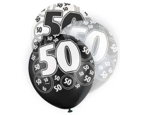 Balon UQ 12" Glitz z nadr. 50, czarny miks, 6 szt.