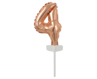 Balon foliowy B&C 13 cm na patyczku "Cyfra 4", różowo-złota