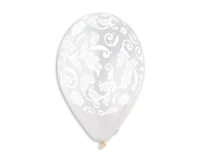 Balony Gemar 13", pastel premium hel "witrażowe liście", transparentne, 5szt. KK