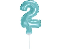 Balon foliowy 13 cm na patyczku "Cyfra 2", błękitna KK