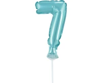 Balon foliowy 13 cm na patyczku "Cyfra 7", błękitna KK