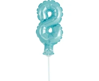 Balon foliowy 13 cm na patyczku "Cyfra 8", błękitna KK