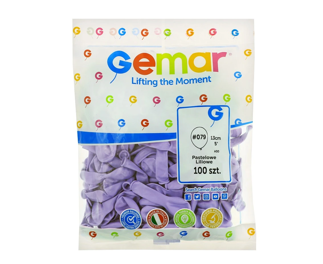 Balony Gemar 5", pastel liliowe macaron, 100szt.