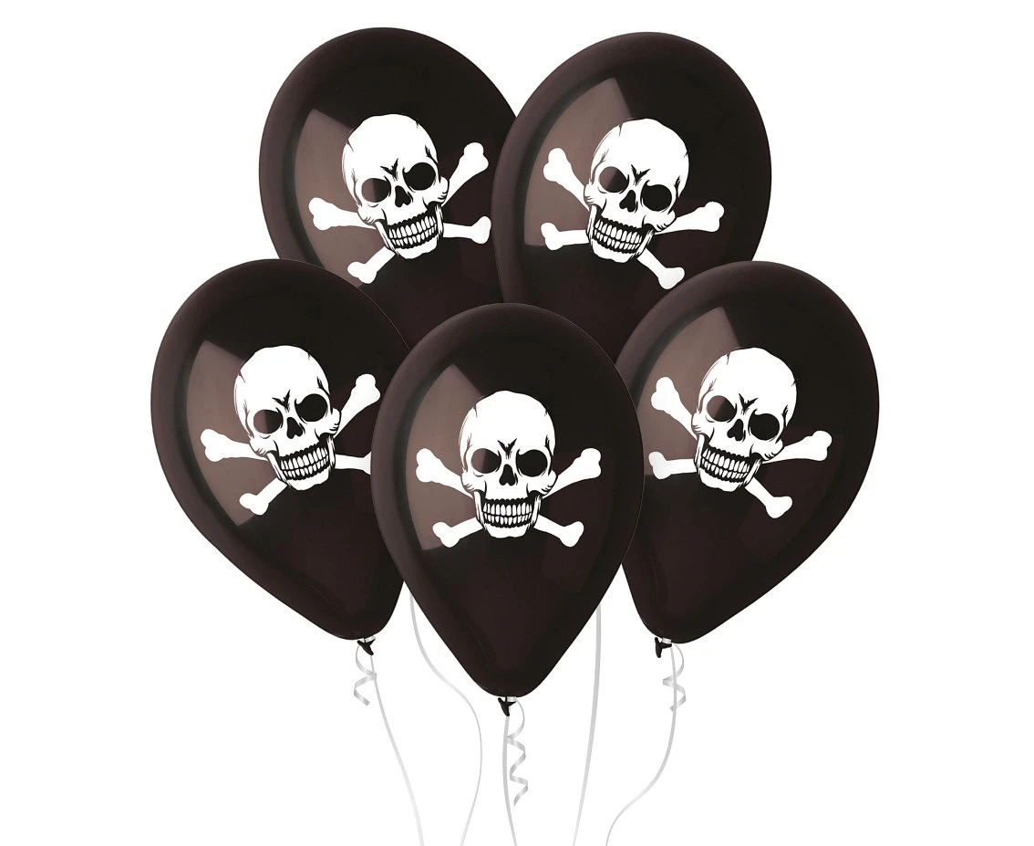 Balony Gemar 12", pastel premium czaszka, czarne, 5szt. KK