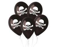 Balony Gemar 12", pastel premium czaszka, czarne, 5szt. KK