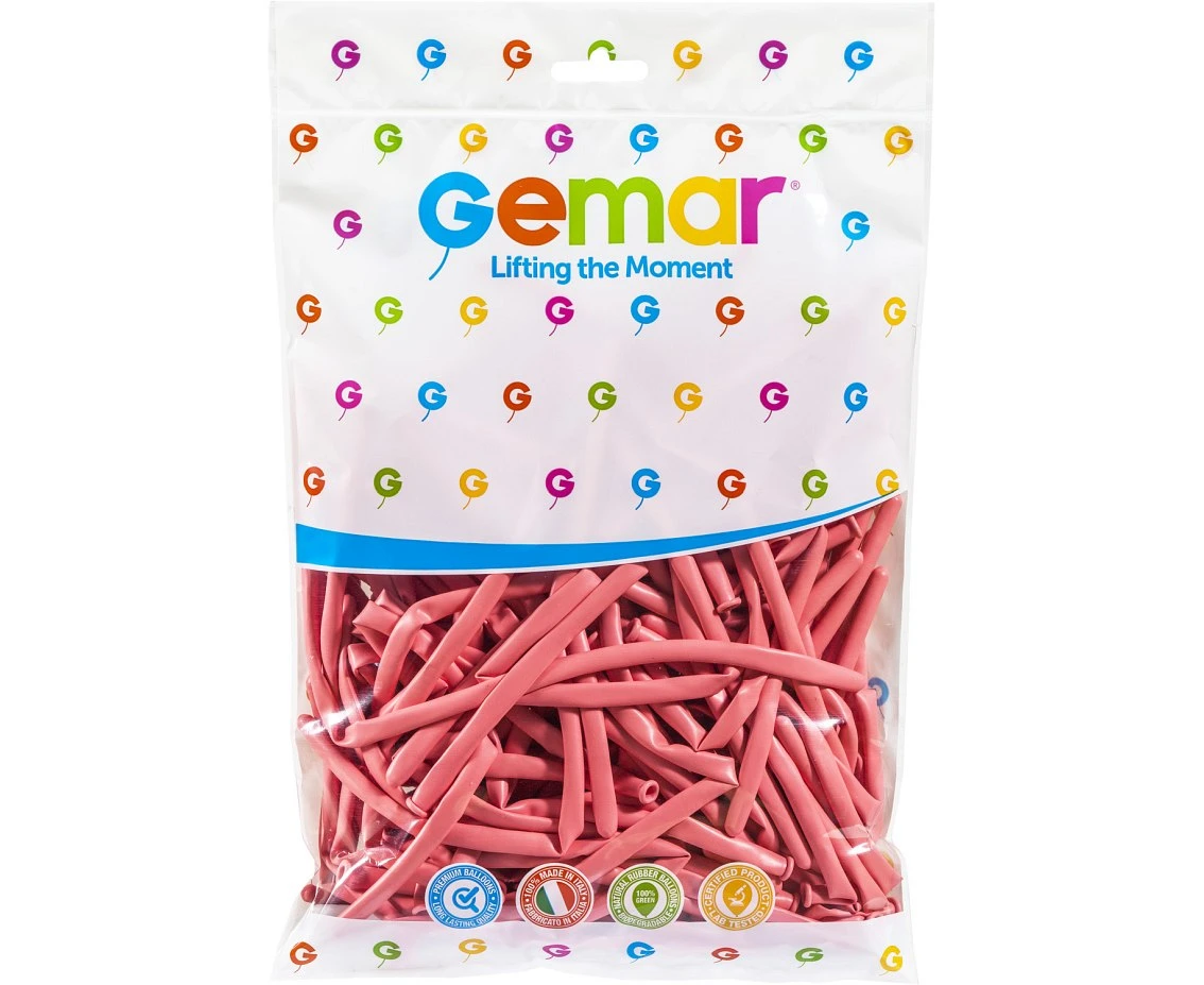 Balony Gemar, rurki włoskie baby pink macaron, 100szt.