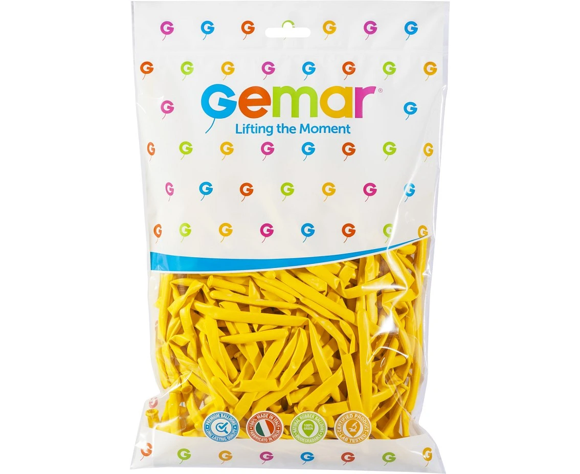 Balony Gemar, rurki włoskie ciemnożółte, 100szt.