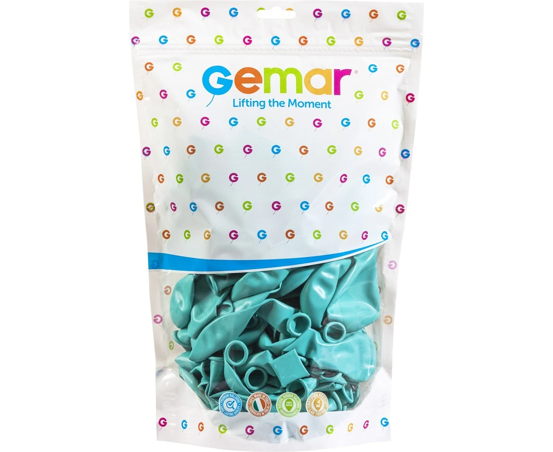 Balony Gemar 13", pastel turkusowozielone macaron, 50szt.