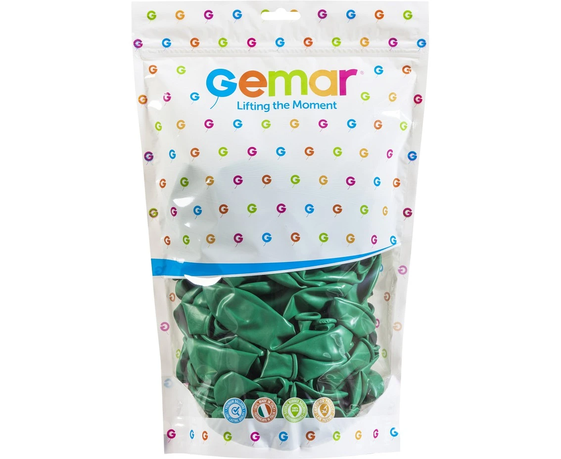 Balony Gemar 13", pastel ciemnozielone, 50szt.