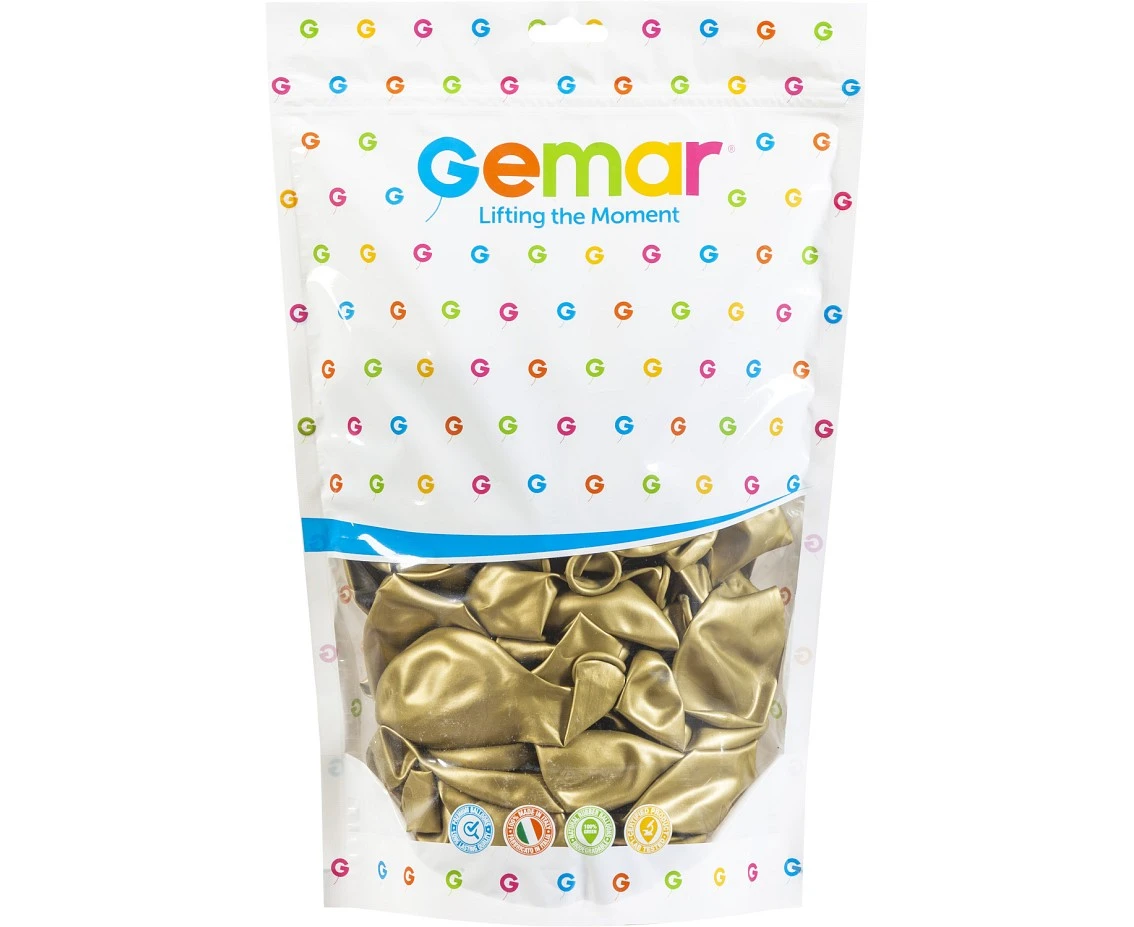 Balony Gemar 13", metalik złote dorato, 50szt.