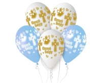 Balony Gemar 13", pastel premium hel chrzest chłopca, 5szt. KK