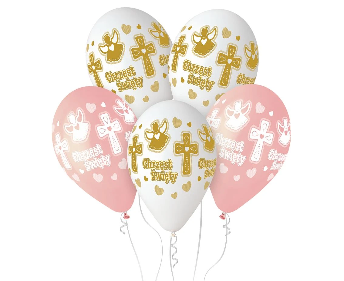 Balony Gemar 13", pastel premium hel chrzest dziewczynki, 5szt. KK