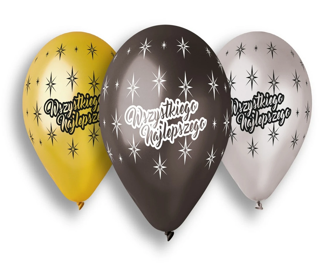Balony Gemar 13", pastel premium hel wszystkiego najlepszego, 5szt. KK