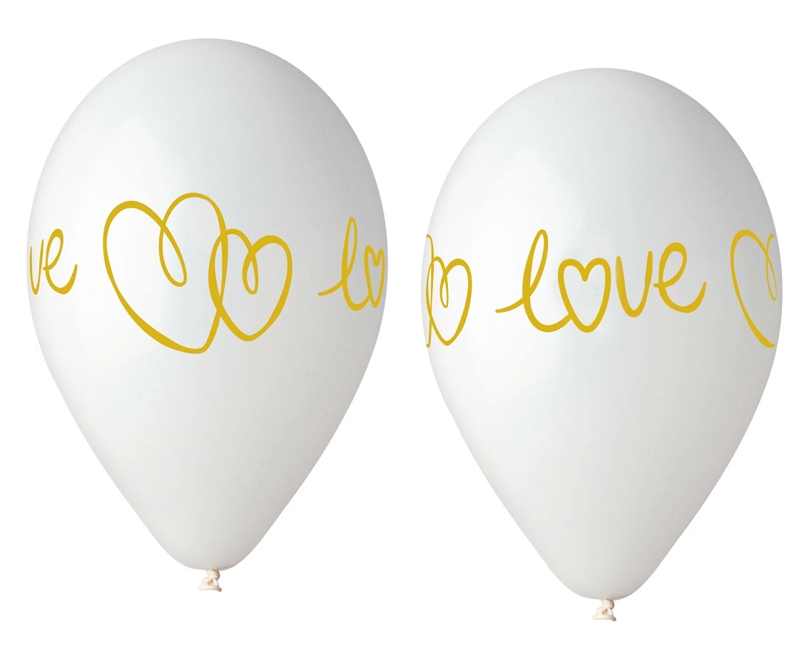 Balony Gemar 13", pastel premium hel love, białe, 5szt.