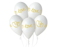 Balony Gemar 13", pastel premium hel love, białe, 5szt.