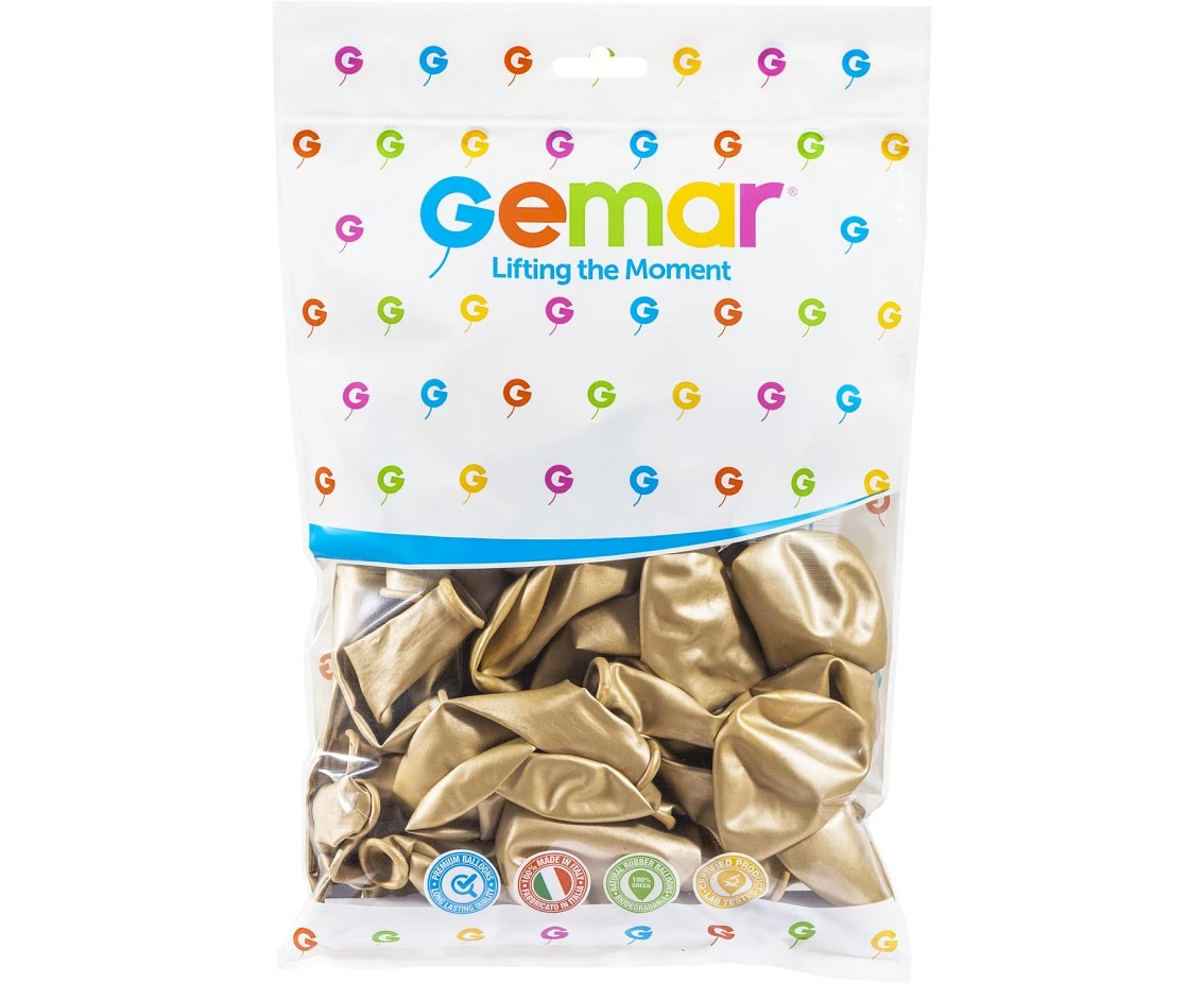 Balony Gemar 13", shiny złote, 50szt.