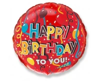 Balon foliowy 18" FX - Happy Birthday (tasiemki), niepakowany