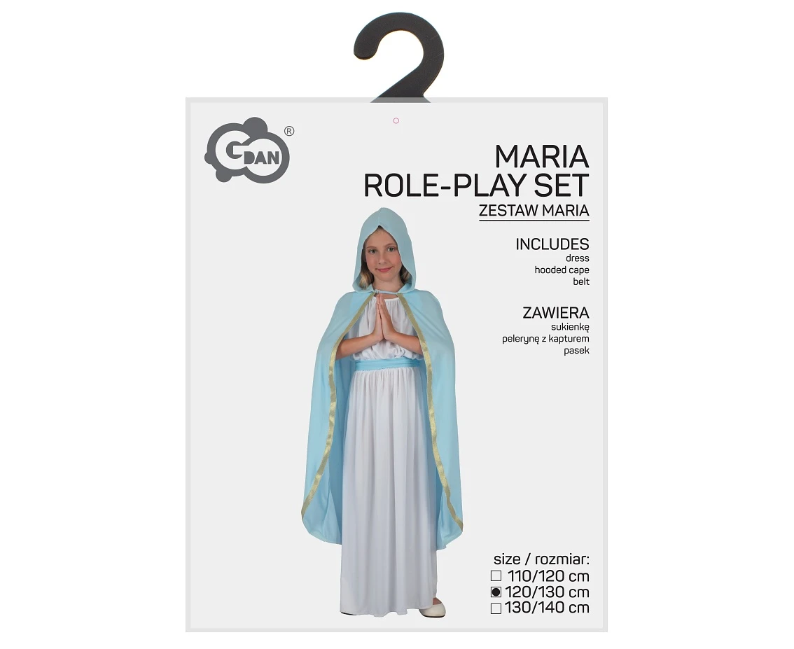 Zestaw dla dzieci Maria (sukienka, peleryna z kapturem, pasek), rozm. 120/130 cm