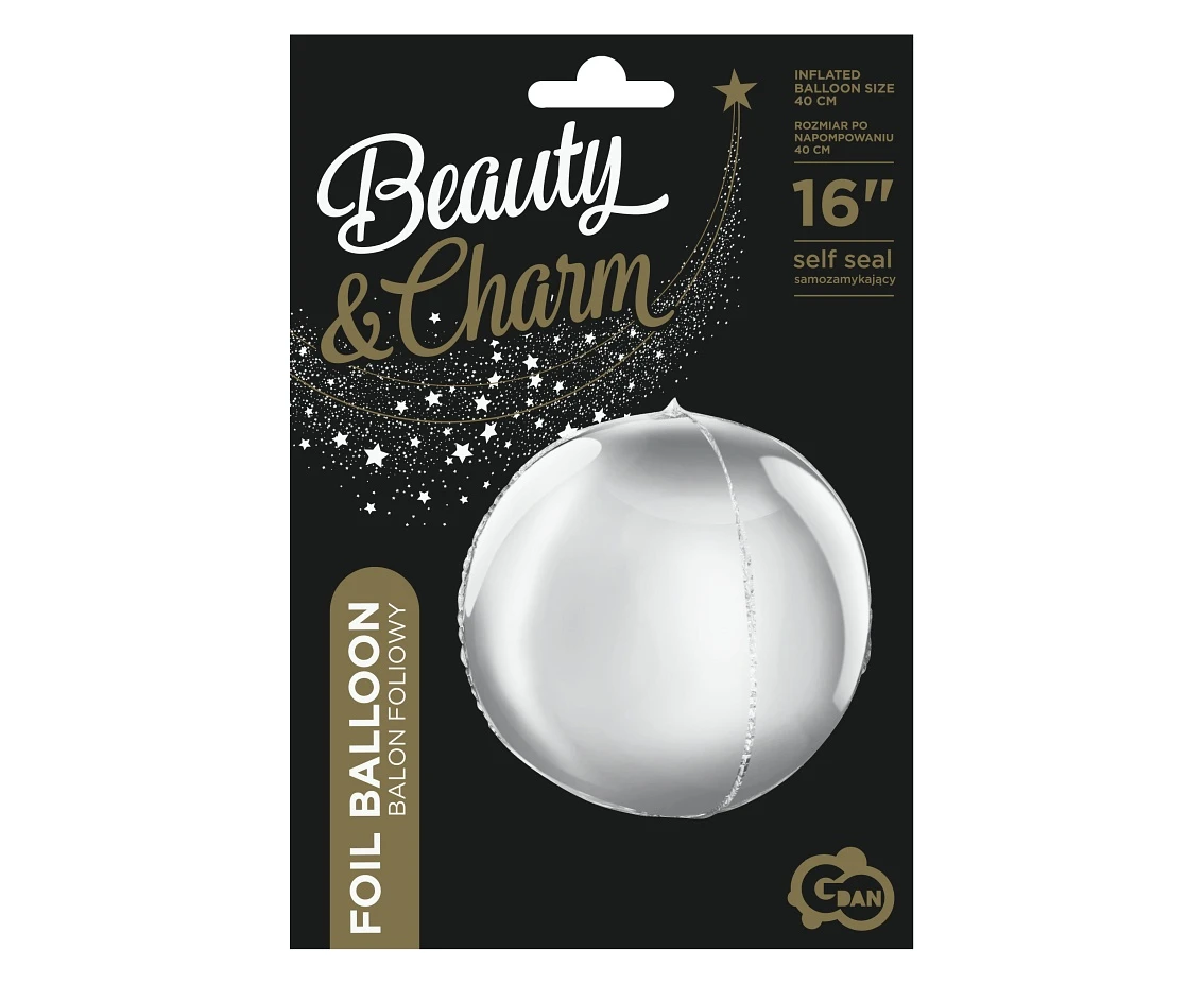 Balon foliowy B&C 16 cali Kula srebrna