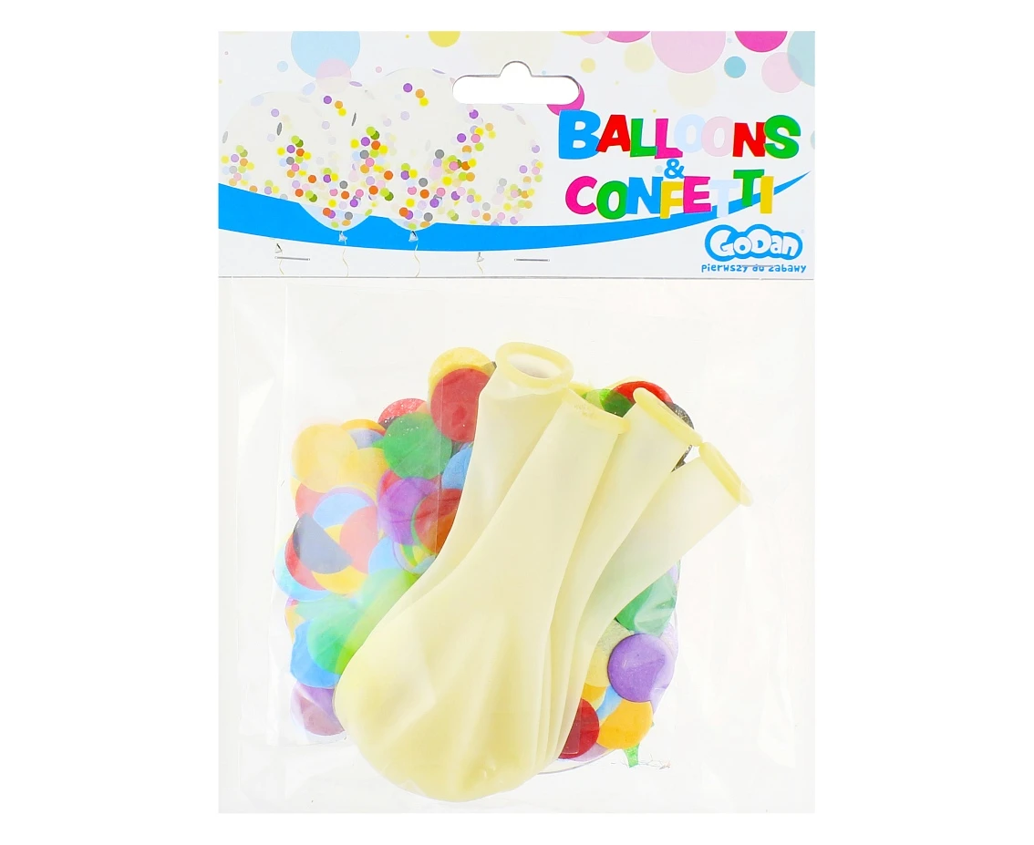 Balony Helium Formula, transparentne, kolorowe konfetti, 12 cali, 4 szt. KK