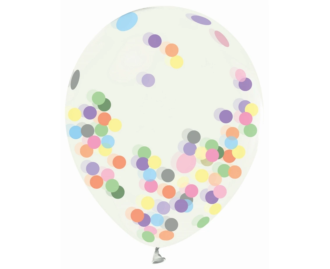 Balony Helium Formula, transparentne, kolorowe konfetti, 12 cali, 4 szt. KK