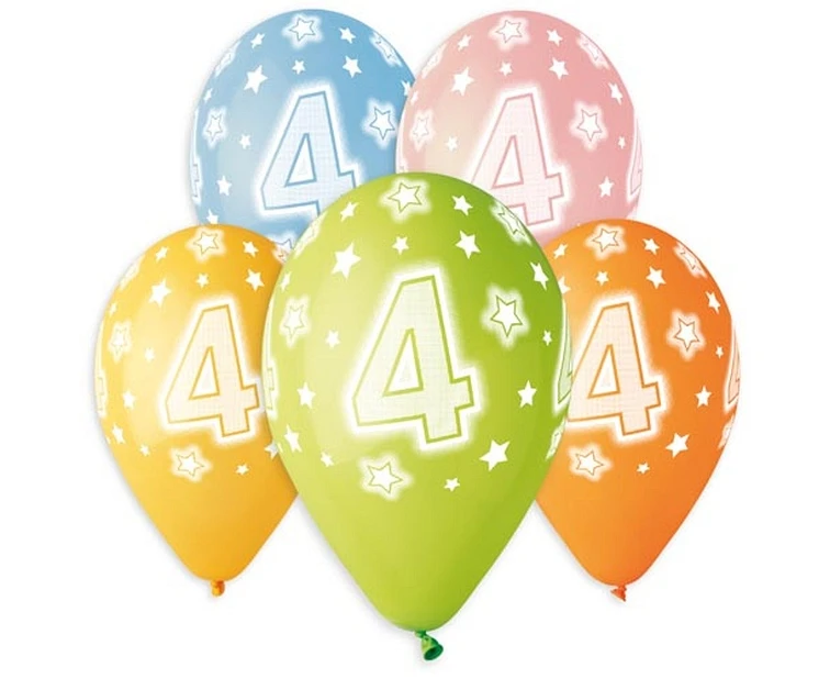 Balony Gemar 13", pastel premium hel 4. urodziny 5szt.
