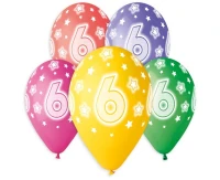 Balony Gemar 13", pastel premium hel 6. urodziny 5szt.