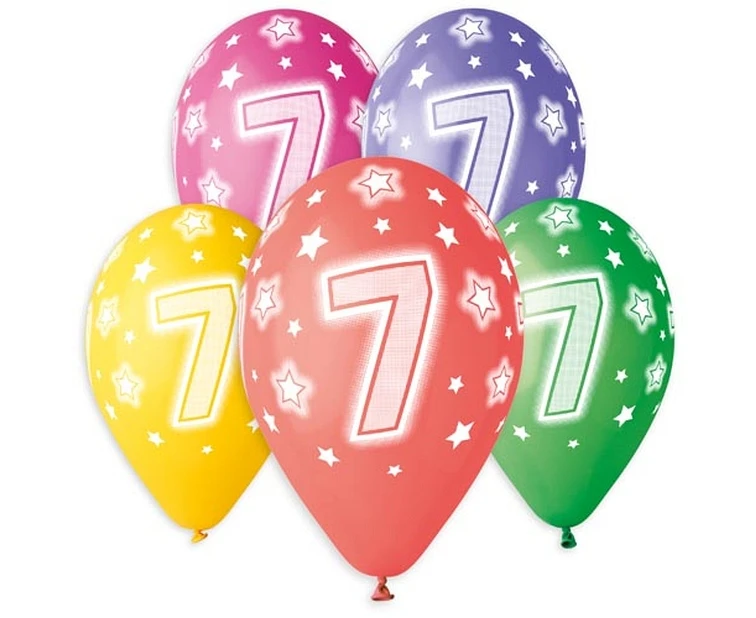 Balony Gemar 13", pastel premium hel 7. urodziny 5szt.