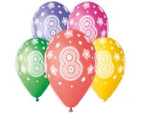 Balony Gemar 13", pastel premium hel 8. urodziny 5szt.