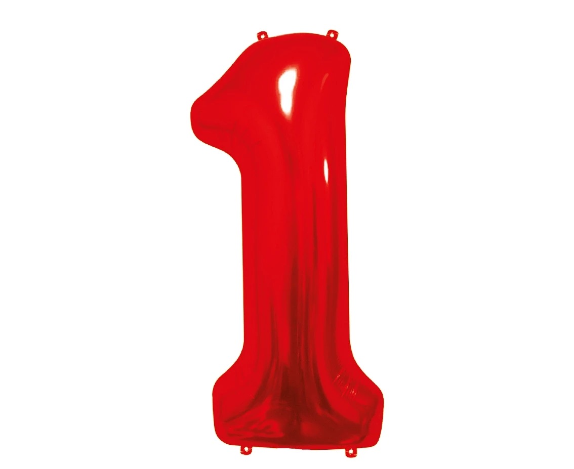 Balon foliowy B&C Cyfra 1, czerwona, 85 cm