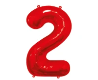 Balon foliowy B&C Cyfra 2, czerwona, 85 cm