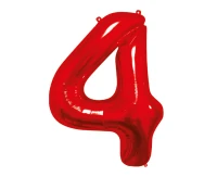 Balon foliowy B&C Cyfra 4, czerwona, 85 cm