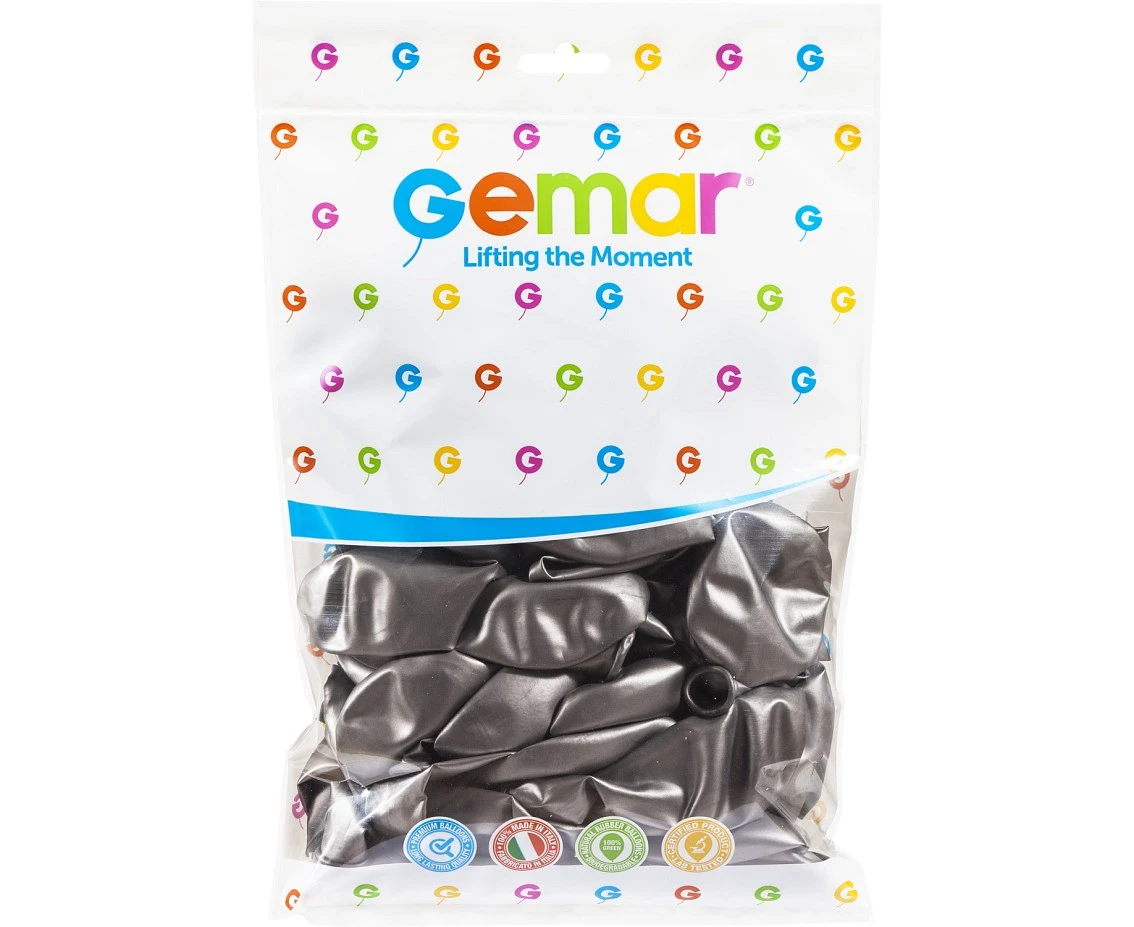 Balony Gemar 13", shiny grafitowe, 50szt.