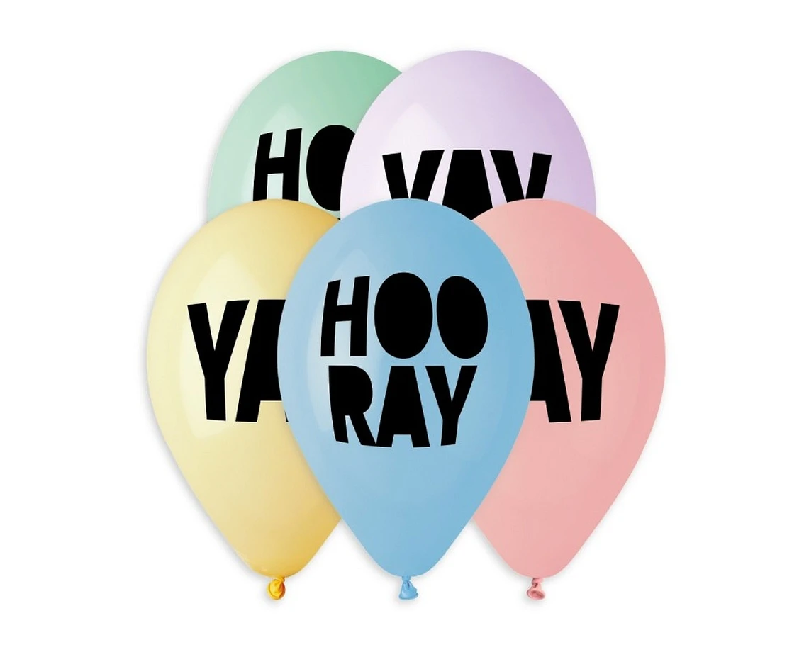 Balony Gemar 13", pastel premium hel hooray, 5szt. KK