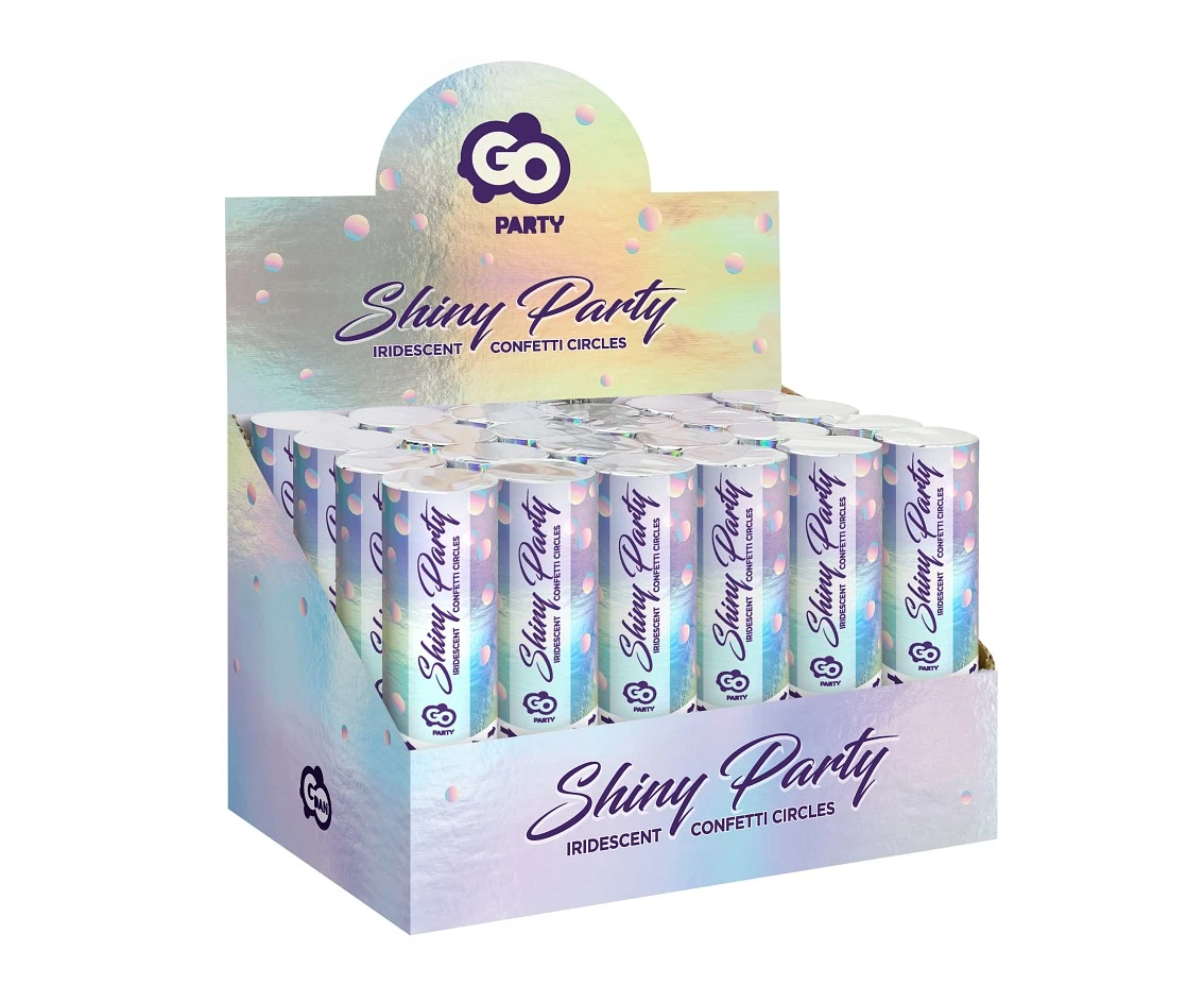 Konfetti pneumatyczne Shiny Party, kółeczka foliowe opalizujące / 15 cm