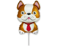 Balon foliowy 14"  FX - Pies Bulldog, brązowy, niepakowany