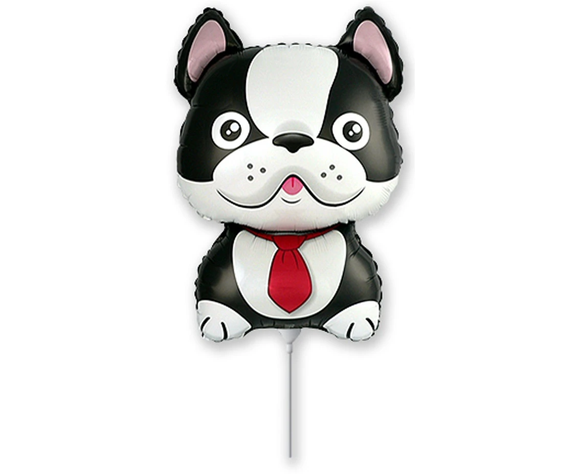 Balon foliowy 14"  FX - Pies Bulldog, czarny, niepakowany
