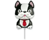 Balon foliowy 14"  FX - Pies Bulldog, czarny, niepakowany