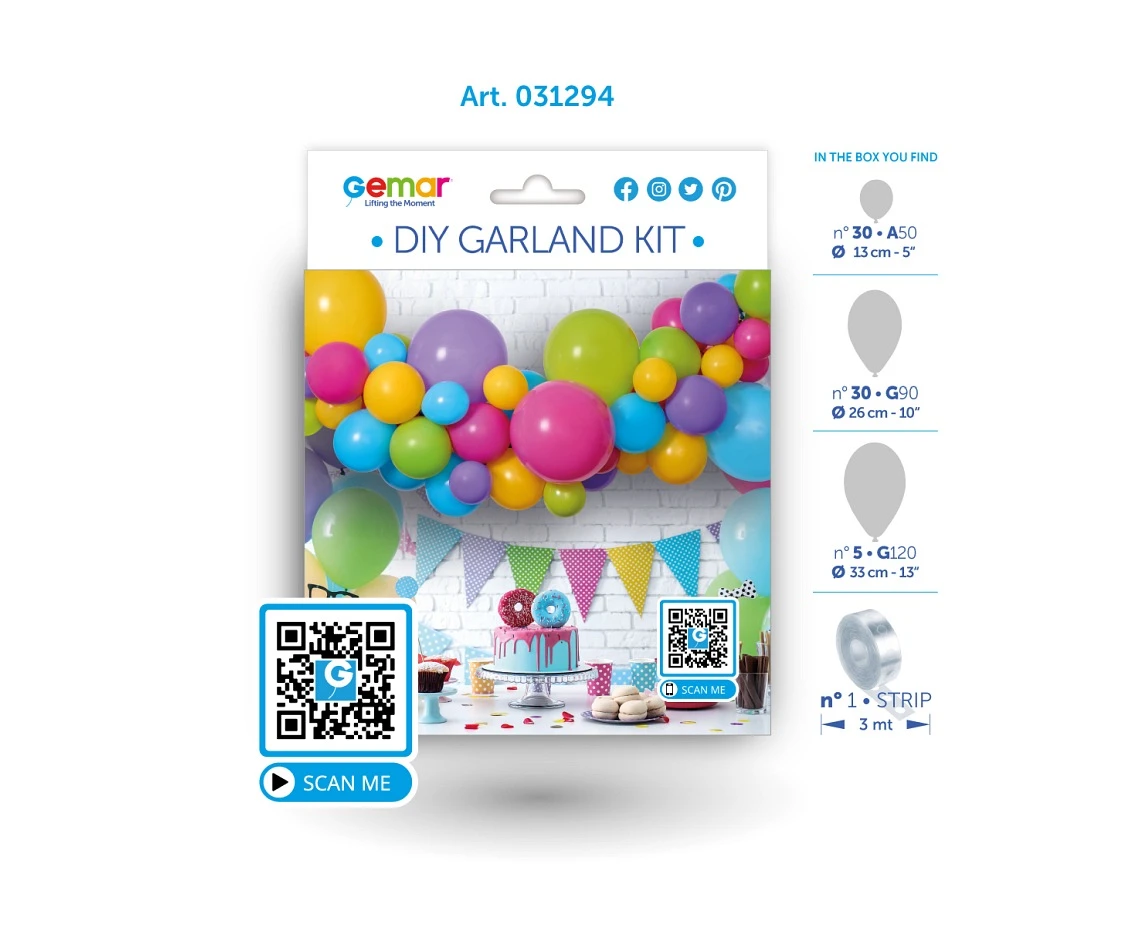 Girlanda balonowa Gemar, diy kolorowa, 65szt.