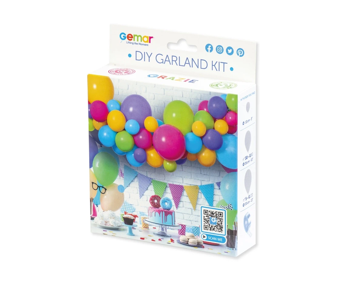Girlanda balonowa Gemar, diy kolorowa, 65szt.