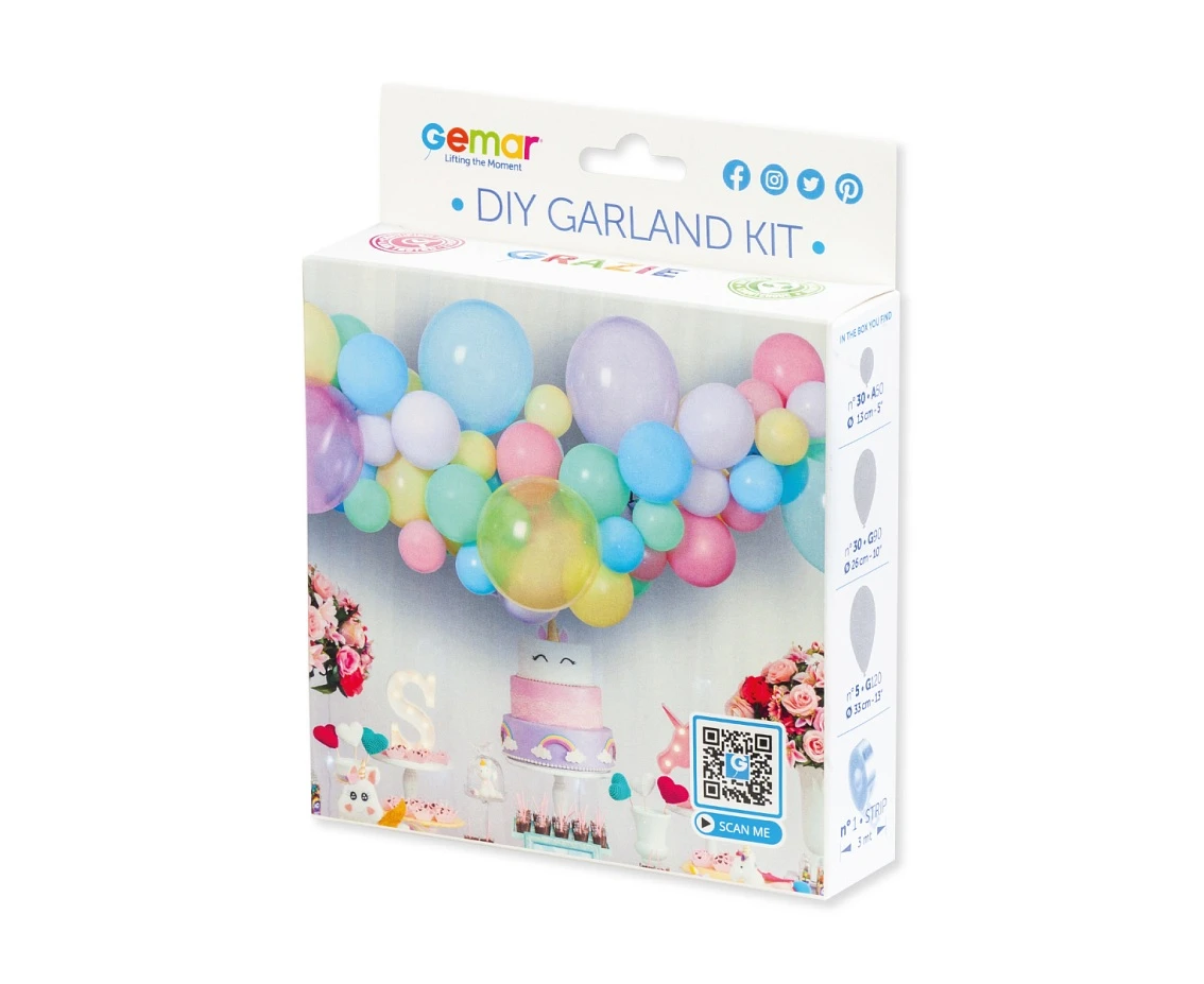 Girlanda balonowa DIY Pastelowa, 65 szt.