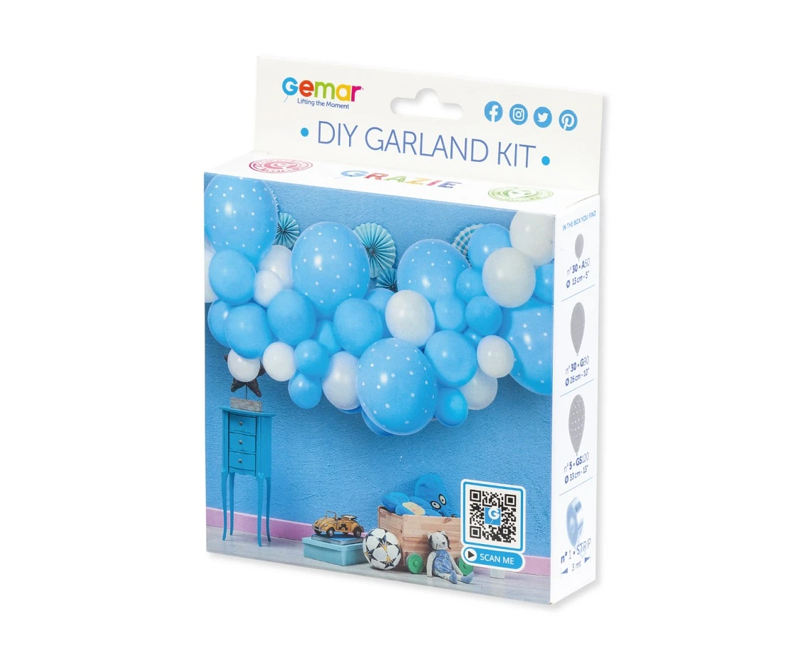Girlanda balonowa Gemar, diy baby blue, 65szt.