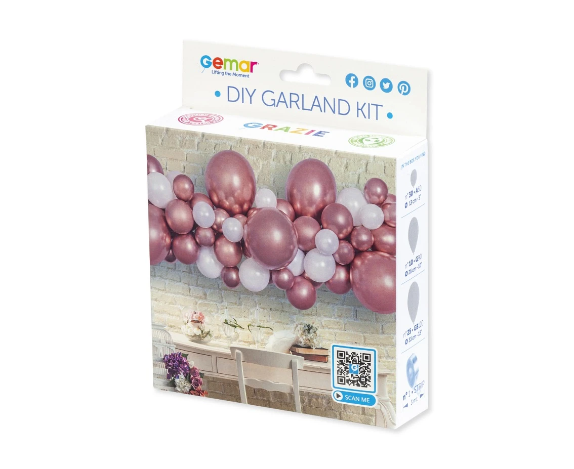 Girlanda balonowa DIY Różowo-złota, 65 szt.