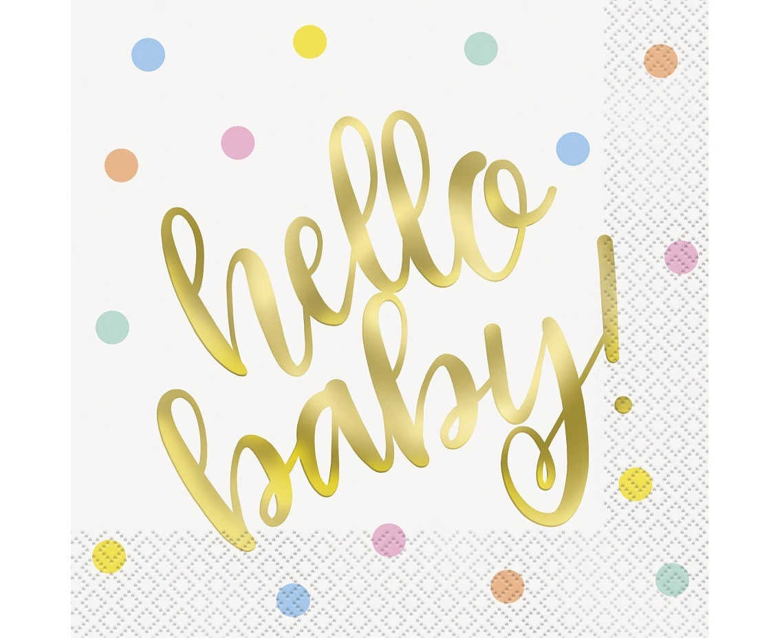 Serwetki papierowe Hello Baby, złote, rozm. 33x33 cm, 16 szt. KK